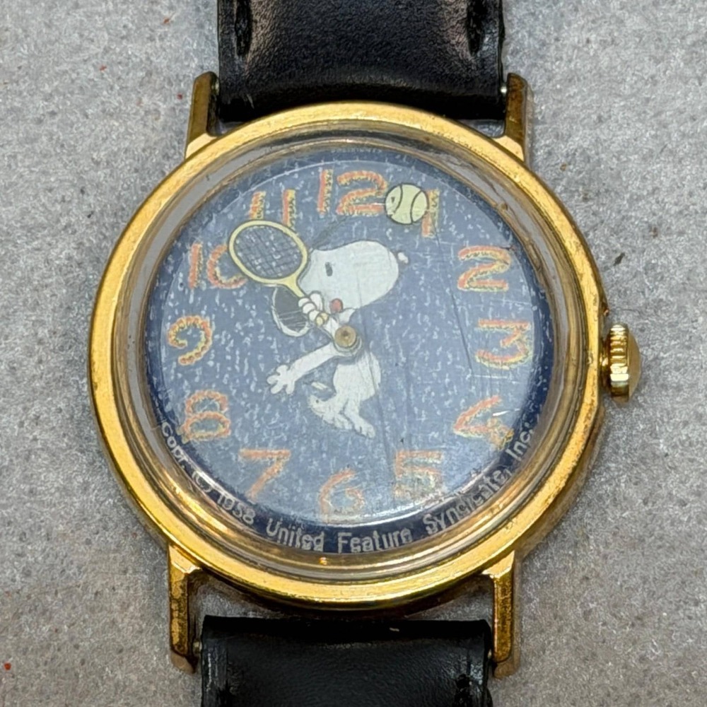Timex Snoopy 1970s Tennis Mystery Dial Watch Manual Wind Runs Needs Service